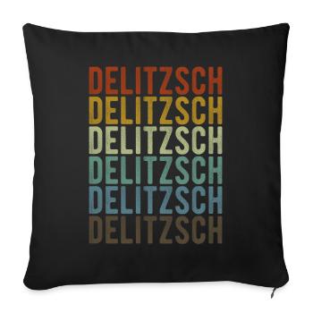 Delitzsch Stadt Retro Vintage - Sofakissenbezug 45 x 45 cm - Schwarz - Vorne