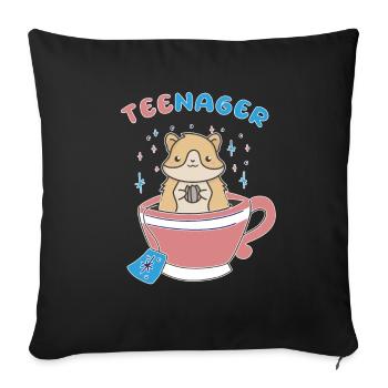 TeeNager Tea Hamster Teenager Rodent - Sofa pillowcase 17,3'' x 17,3'' (45 x 45 cm) - black - Front