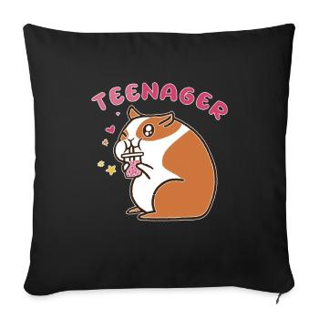 TeeNager Tea Hamster Teenager Rodent - Sofa pillowcase 17,3'' x 17,3'' (45 x 45 cm) - black - Front