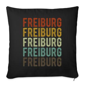 Freiburg City Retro Vintage - Housse de coussin décorative 45 x 45 cm - noir - Devant