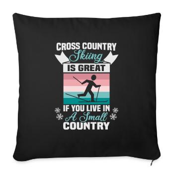 Skieurs de fond biathlon de fond - Housse de coussin décorative 45 x 45 cm - noir - Devant