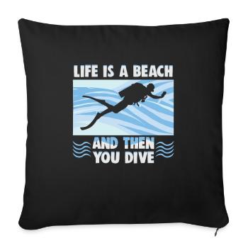 Instructeur de conception de plongée sous-marine Snorkeling - Housse de coussin décorative 45 x 45 cm - noir - Devant