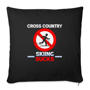 Skieurs de fond biathlon de fond - Housse de coussin décorative 45 x 45 cm - noir - Devant