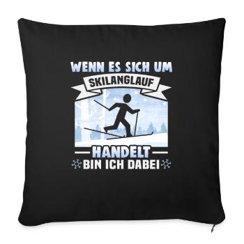 Langläufer Biathlon Skilangläufer - Sofakissenbezug 45 x 45 cm - Schwarz - Vorne