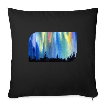 Northern Lights Forest Aurora Borealis - Sofa pillowcase 17,3'' x 17,3'' (45 x 45 cm) - black - Front