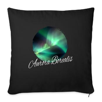 Aurora Borealis Northern Lights - Sofa pillowcase 17,3'' x 17,3'' (45 x 45 cm) - black - Front