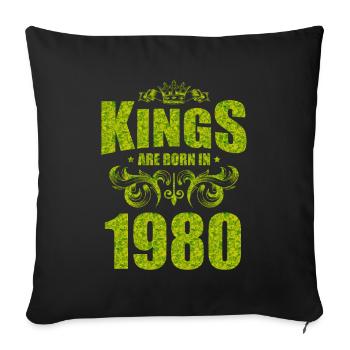 les rois naissent en 1980 - Housse de coussin décorative 45 x 45 cm - noir - Devant