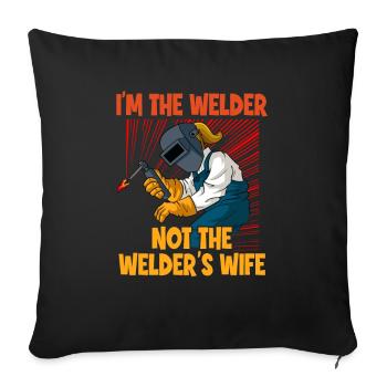 Welder Spruch Design for MetalWorkers - Sofa pillowcase 17,3'' x 17,3'' (45 x 45 cm) - black - Front