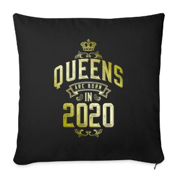 Reines nées en 2020 - Housse de coussin décorative 45 x 45 cm - noir - Devant