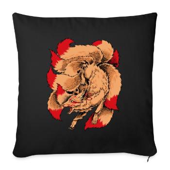 Japanese Yokai Figure Kitsune - Sofa pillowcase 17,3'' x 17,3'' (45 x 45 cm) - black - Front