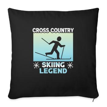 Skieurs de fond biathlon de fond - Housse de coussin décorative 45 x 45 cm - noir - Devant