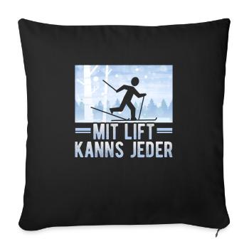 Langläufer Biathlon Skilangläufer - Sofakissenbezug 45 x 45 cm - Schwarz - Vorne