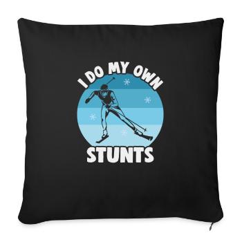 Skieurs de fond biathlon de fond - Housse de coussin décorative 45 x 45 cm - noir - Devant
