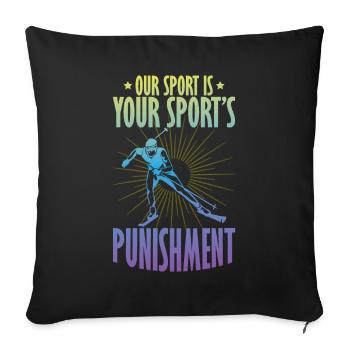 Skieurs de fond biathlon de fond - Housse de coussin décorative 45 x 45 cm - noir - Devant