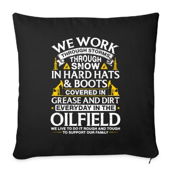 OilField Workers Oil Rig Oil Platform Oil Production - Sofa pillowcase 17,3'' x 17,3'' (45 x 45 cm) - black - Front