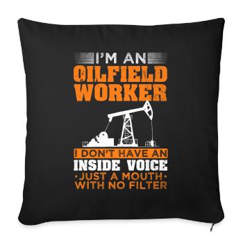 Bouche d’ouvrier des champs pétrolifères sans production d’huile filtrante - Housse de coussin décorative 45 x 45 cm - noir - Devant