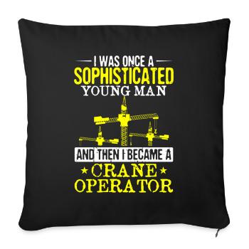 Crane Operator Crane Construction Worker Crane Crane Crane Crane - Sofa pillowcase 17,3'' x 17,3'' (45 x 45 cm) - black - Front
