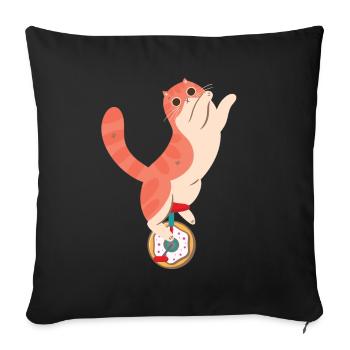 Cats Donut Unicycle Pâtisserie Beignet Cycliste - Housse de coussin décorative 45 x 45 cm - noir - Devant