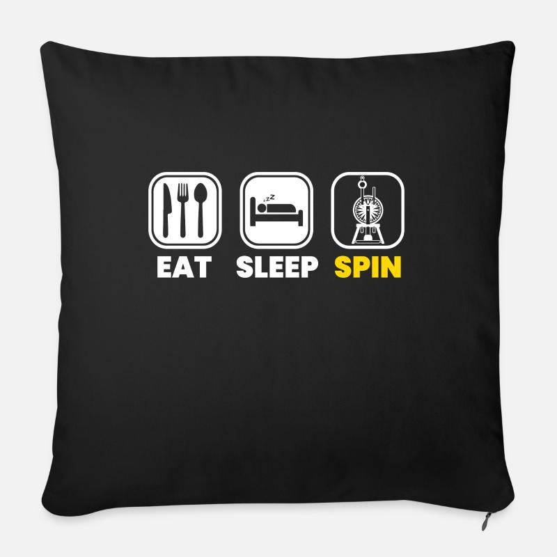 Eat Sleep Spin Spinnrad Spinnen - Sofakissenbezug 45 x 45 cm - Schwarz