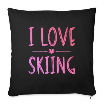 I love skiing - Sofa pillowcase 17,3'' x 17,3'' (45 x 45 cm) - black - Front