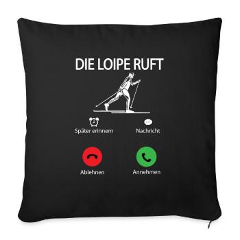 Langläufer Biathlon Skilangläufer - Sofakissenbezug 45 x 45 cm - Schwarz - Vorne