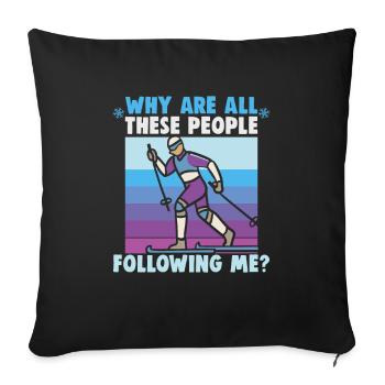 Skieurs de fond biathlon de fond - Housse de coussin décorative 45 x 45 cm - noir - Devant