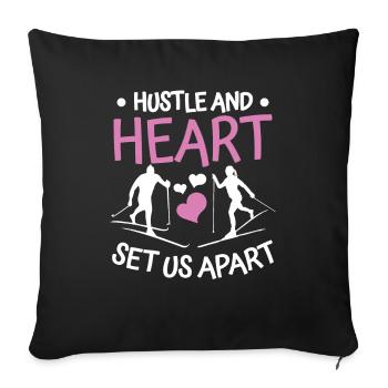 Skieurs de fond biathlon de fond - Housse de coussin décorative 45 x 45 cm - noir - Devant