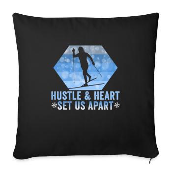 Skieurs de fond biathlon de fond - Housse de coussin décorative 45 x 45 cm - noir - Devant