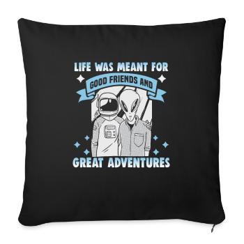 Friendship gift for good friend - Sofa pillowcase 17,3'' x 17,3'' (45 x 45 cm) - black - Front