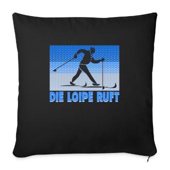 Langläufer Biathlon Skilangläufer - Sofakissenbezug 45 x 45 cm - Schwarz - Vorne