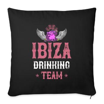 Ibiza Drinking Team - Sofa pillowcase 17,3'' x 17,3'' (45 x 45 cm) - black - Front