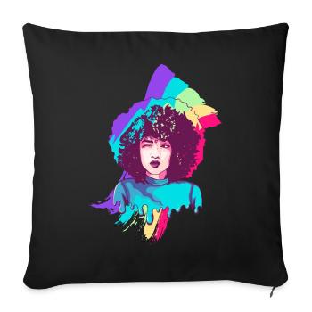 Afro Girl Gay Pride Black Story Melanin - Sofa pillowcase 17,3'' x 17,3'' (45 x 45 cm) - black - Front