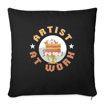 Artist At Work Bake Cake Cupcake - Sofa pillowcase 17,3'' x 17,3'' (45 x 45 cm) - black - Front