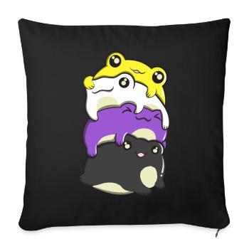 Gay Pride Kawaii Frog Bunch Rainbow - Sofa pillowcase 17,3'' x 17,3'' (45 x 45 cm) - black - Front