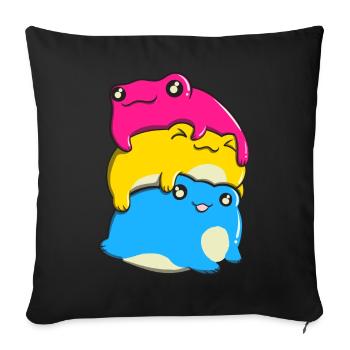 Pansexueller Stolz Kawaii Frosch Haufen Pansexuell - Sofakissenbezug 45 x 45 cm - Schwarz - Vorne