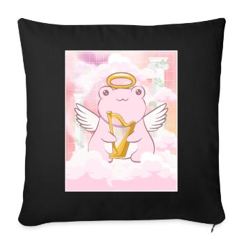Angelcore Aesthetic Kawaii Frog Angel Harpist - Sofa pillowcase 17,3'' x 17,3'' (45 x 45 cm) - black - Front