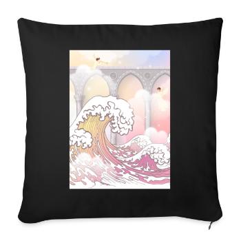 Angelcore Aesthetic Big Wave off Kanagawa Angel - Sofa pillowcase 17,3'' x 17,3'' (45 x 45 cm) - black - Front