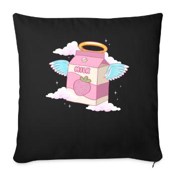 Angelcore Aesthetic Kawaii Strawberry Milk Angel - Sofa pillowcase 17,3'' x 17,3'' (45 x 45 cm) - black - Front