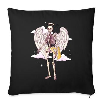 Angelcore Aesthetic Gothic Angel Skeleton Skull - Sofa pillowcase 17,3'' x 17,3'' (45 x 45 cm) - black - Front
