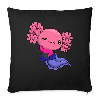 Omnisexual Pride Kawaii Axolotl Omnisexual Fl - Housse de coussin décorative 45 x 45 cm - noir - Devant