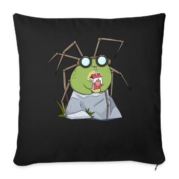 Biopunk Kawaii Frog Strawberry Milk - Sofa pillowcase 17,3'' x 17,3'' (45 x 45 cm) - black - Front