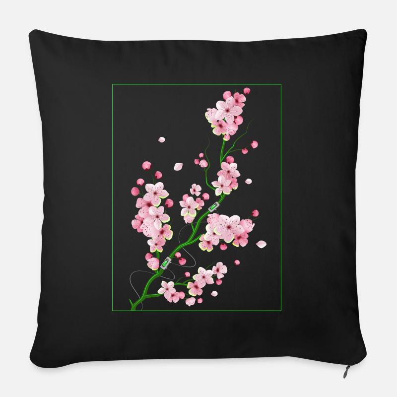 Biopunk Sakura Kirschblüte Biopunk-Ästhetik - Sofakissenbezug 45 x 45 cm - Schwarz