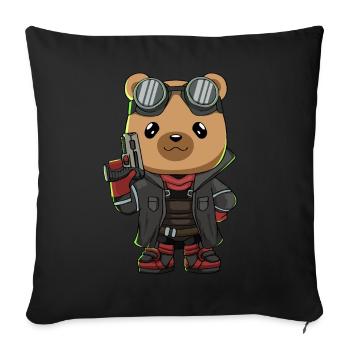 Biopunk Mignon Ours Kawaii Biopunk Esthétique - Housse de coussin décorative 45 x 45 cm - noir - Devant
