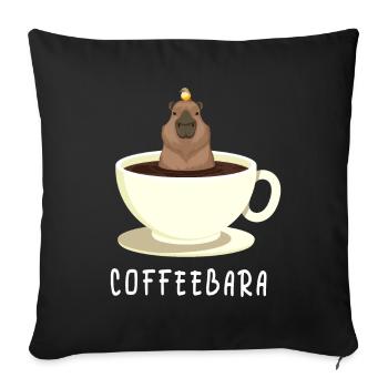 Drôle de café Capybara Café Jeu de mots Coffeeba - Housse de coussin décorative 45 x 45 cm - noir - Devant