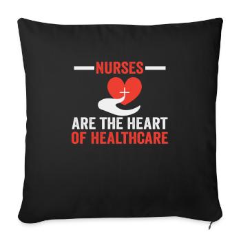 Les infirmières au cœur des soins de santé - Housse de coussin décorative 45 x 45 cm - noir - Devant