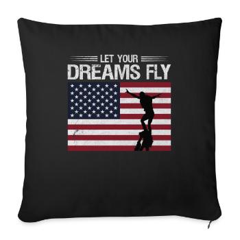 Flyboarding USA Flag Dreams Fly Water Board - Sofa pillowcase 17,3'' x 17,3'' (45 x 45 cm) - black - Front