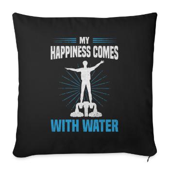 Mon bonheur vient avec l’hydrojet de flyboard d’eau - Housse de coussin décorative 45 x 45 cm - noir - Devant