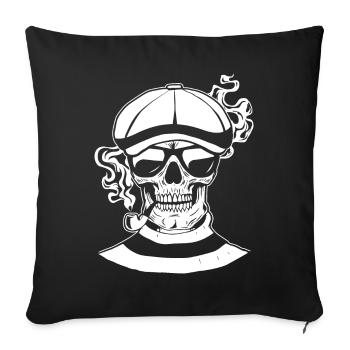 Beatnik Gothic Skull Pipe Goth Vintage Rétro - Housse de coussin décorative 45 x 45 cm - noir - Devant