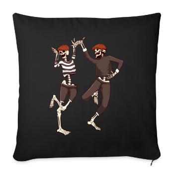 Beatnik Drôle Danse Squelette Rétro Vintage - Housse de coussin décorative 45 x 45 cm - noir - Devant