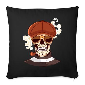 Beatnik Gothic Skull Pipe Goth Rétro Vintage - Housse de coussin décorative 45 x 45 cm - noir - Devant